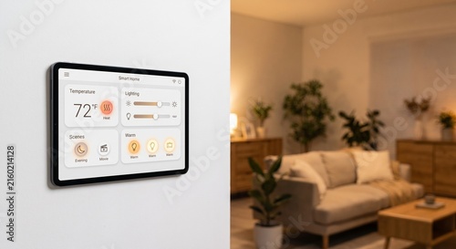 Smart Home Automation Tablet mounted white Wall Living Room