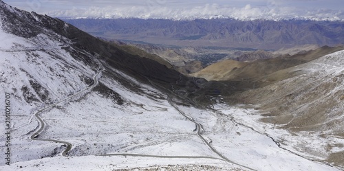 Khardungla pass road with mountain view in Ladakh, India