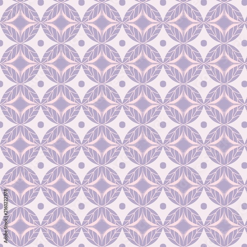Purple geometric pattern background with seamless floral mandate elements and abstract traditional batik style