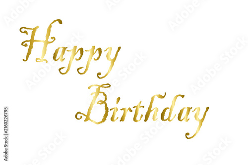 Gold Two Line Happy Birthday Text Typography, isolated on transparent background