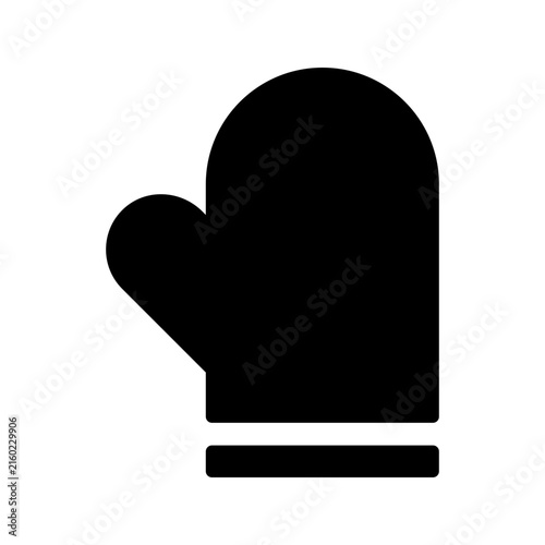 Black kitchen oven mitt vector icon illustration