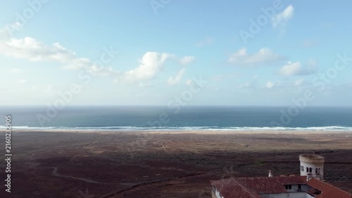 Casa winter aerial view of the mysterious and isolated villa winter on the cofete beach in fuerteventura