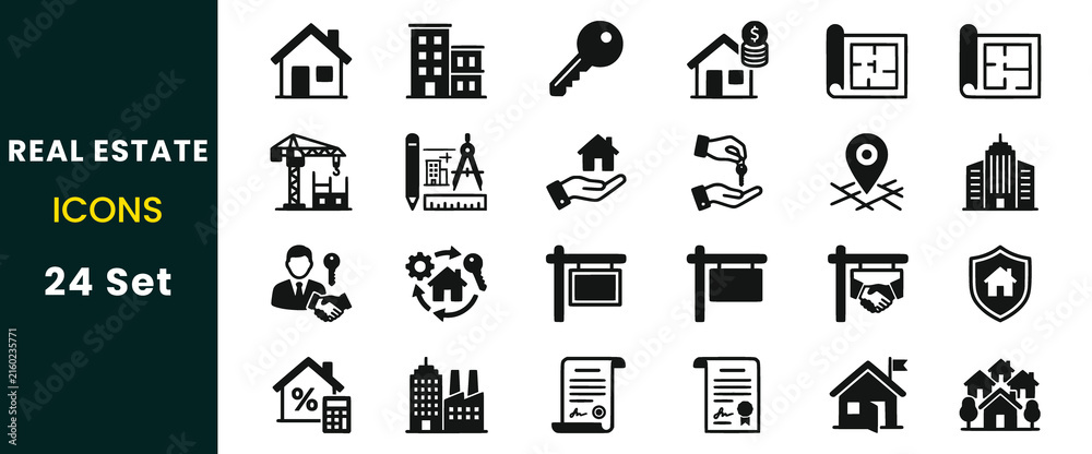 Fototapeta premium Create a real estate 24 icon set