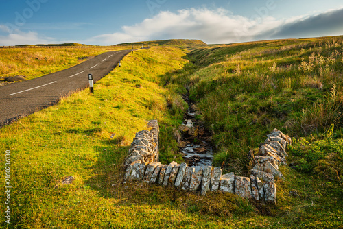 Birk Sike stream on Harthorpe Moor in the North Pennines, a landscape of sweeping  moorlands, renowned for vast open skies, winding rivers and historic stone buildings in a National Landscape