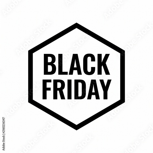 Black Friday Sale Event Hexagon Graphic Icon for Retail Promotions and Marketing Campaigns