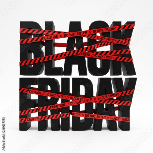 Black Friday Sale Event Blocked by Caution Tape With Do Not Enter Warning