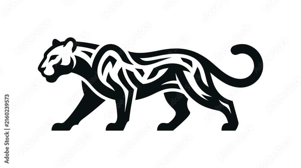 Fototapeta premium Stylized Black Panther Silhouette Tribal Tattoo Design.