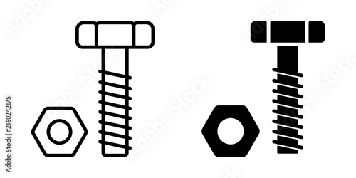 Bolt icon set. for mobile concept and web design. illustration of a bolt and nut vector illustration on white background