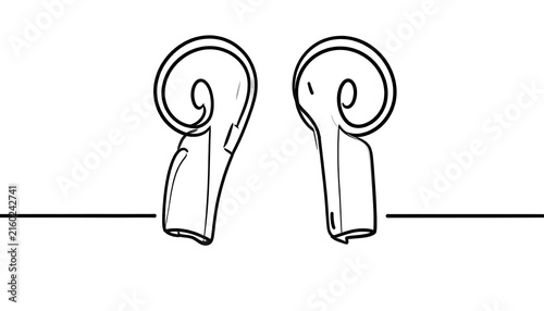 Minimalist line art illustration of two human ears.