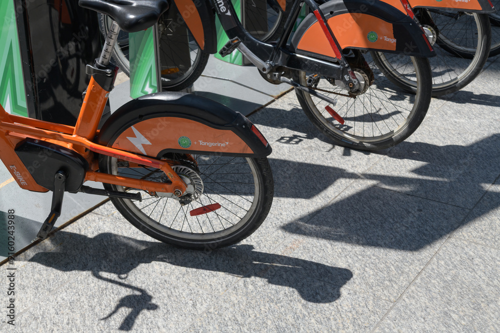 Fototapeta premium rental bikes in downtown Toronto
