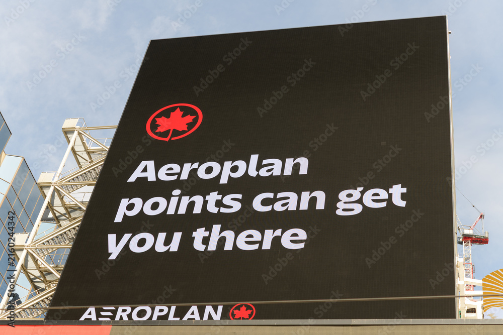 Naklejka premium Air Canada Aeroplan loyalty program digital advertising at Sankofa Square, Toronto