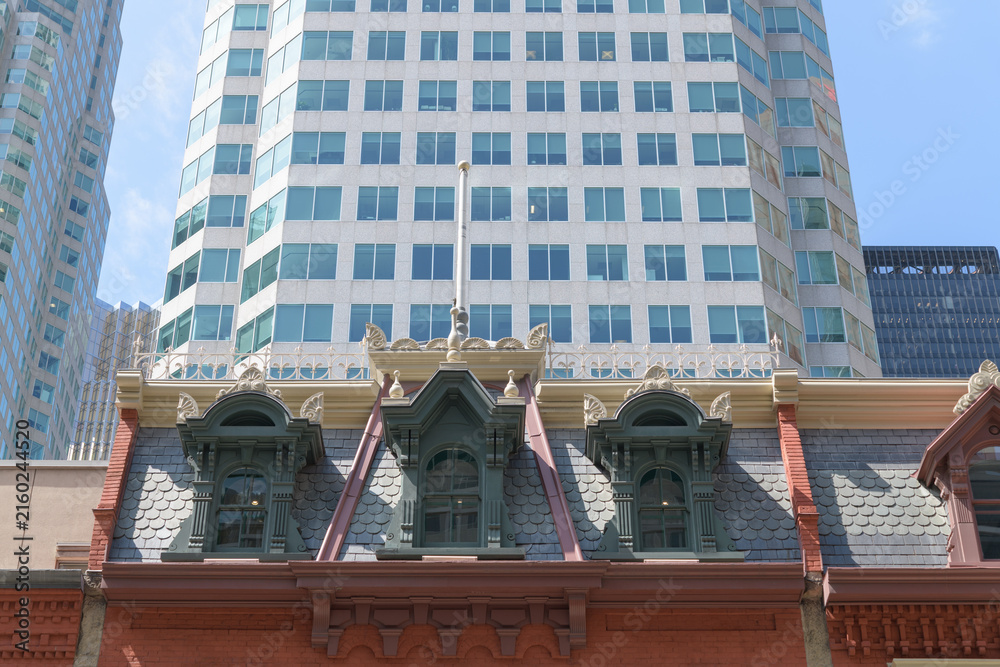 Naklejka premium recreated/restored roofline/facade of John Hagerty Building at 42 Yonge St integrated into Brookfield Place, Toronto