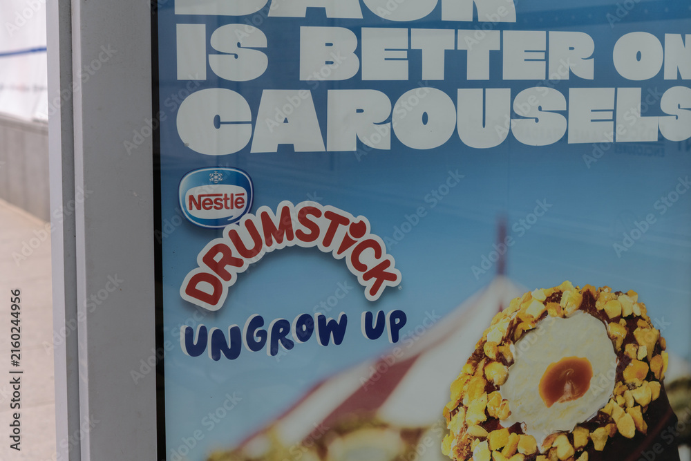 Fototapeta premium OOH bus shelter poster advertising for ice cream cone brand Drumstick by Nestlé Canada (