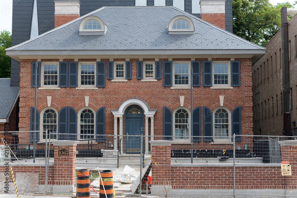 Fototapeta premium restored facade of 1067 Yonge St: private residence for Jennie Elizabeth Jarvis, built 1914, Toronto (now owned by Dancap Family Investment)