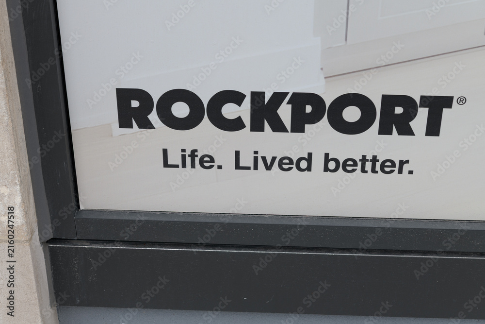 Fototapeta premium close-up of poster with logo of Rockport Group, a Toronto/GTA real-estate development and investment company