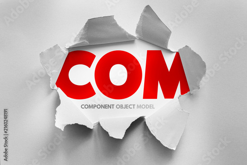 Quadro su tela COM Component Object Model text exposed by torn paper effect, software technolog