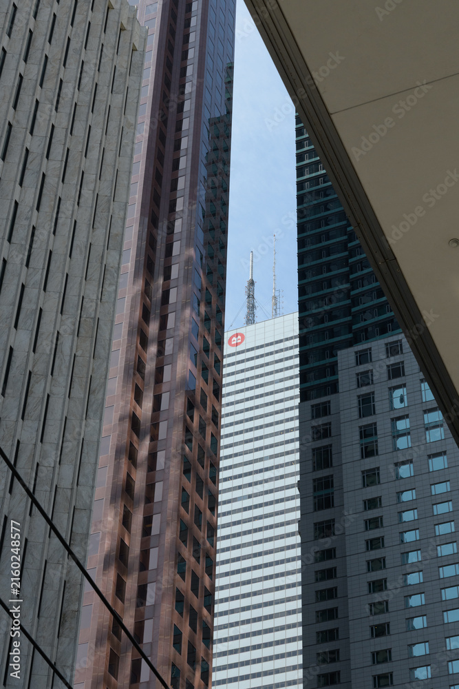 Fototapeta premium tall modern office towers in Toronto, including at center the First Canadian Place, BMO Financial Group headquarters