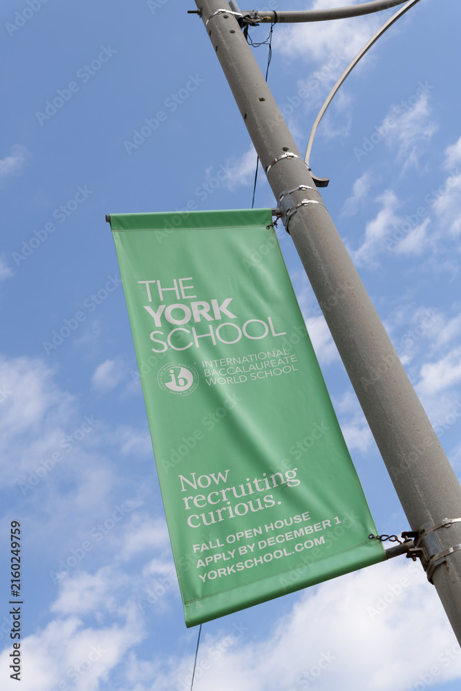 Fototapeta premium pole-mounted projecting banner of The York School located at 1320 Yonge St, Toronto