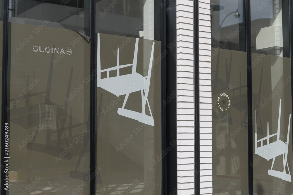 Fototapeta premium window mesh covering at Cucina Buca, a restaurant, located at 2 St Clair Av W (Regus St Clair), Toronto