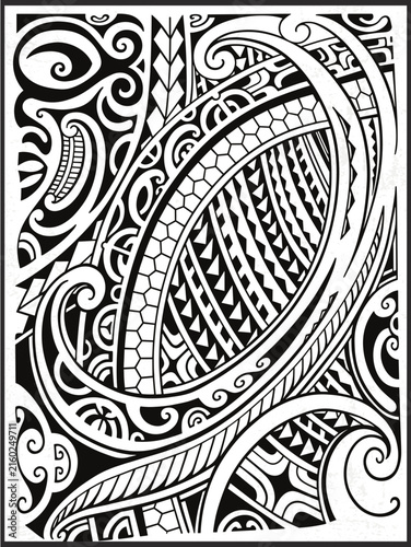 Polynesian tribal geometric border pattern set vector illustration with ethnic ornaments