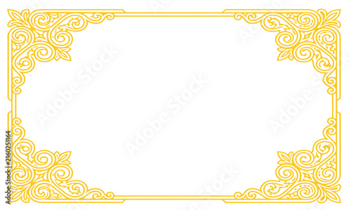Elegant golden floral decorative frame border design