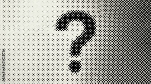 Monochromatic dotted pattern gradient creating a horizontal halftone effect of a black question mark symbol for graphic design textured backdrop halftone pattern background question markdot
