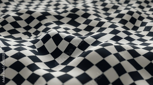 Wavy grid surface mimicking a flowing checkered pattern reminiscent of a waving banner structure fluid chess board check texture wave flag background pattern grid surface motion ripple fabric banner
