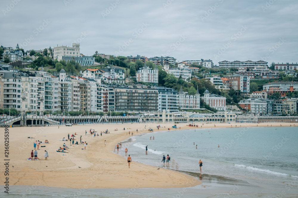 Fototapeta premium Scenic view of La Concha beach in San Sebastian, Basque Country, Spain