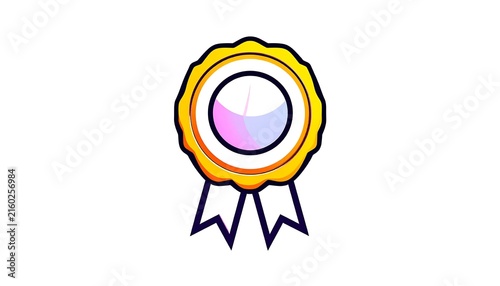 Colorful abstract spiral symbol with lightning bolt.