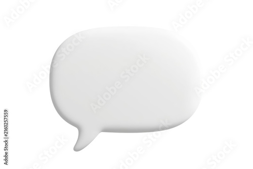 Large white rounded speech bubble with short pointed tail