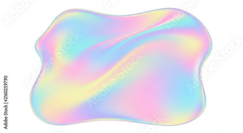 Abstract iridescent pastel blob with flowing organic curves. Colorful holographic gradient background for modern design, branding, presentation, and creative digital project.