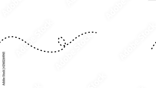 Black dashed wavy line animation loop smooth path stroke white background
