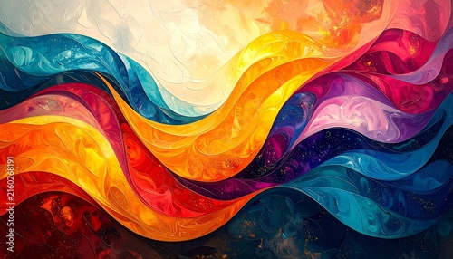 abstract colorful background with waves and stars