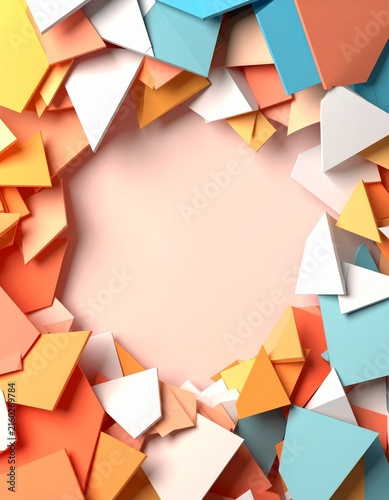 colorful paper pieces on a white background
