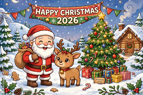 christmas card with santa claus