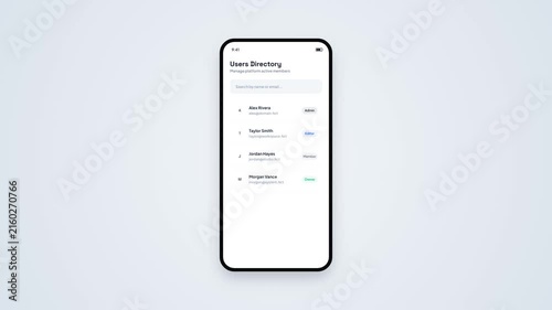 Users Directory Search List Mobile UI Screen Animation