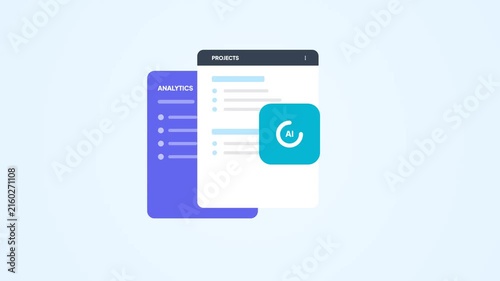 AI Analytics Project Dashboard 3D Flat Motion Graphics Animated Loop Icon Concept