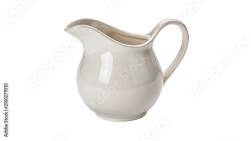 Bild auf Leinwand Classic empty white ceramic milk jug creamer isolated on transparent background