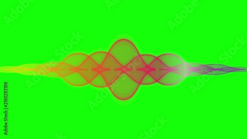 Abstract gradient sound wave pulse animation on green screen background, audio spectrum