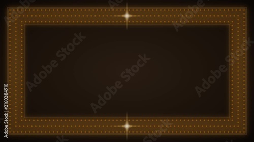 Golden marquee light frame border with glowing bulbs for cinematic title overlay