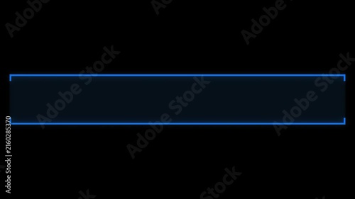 Blue glowing neon rectangular lower third frame isolated on transparent background sci-fi futuristic border banner text box motion design graphic element