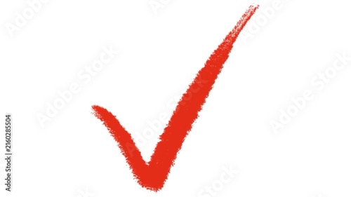 Red chalk check mark icon isolated on transparent background drawn textured stroke success symbol choice voting approval motion graphic element video design