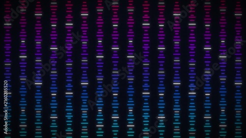 Neon digital audio waveform equalizer background, pulsing abstract data, visualization loop