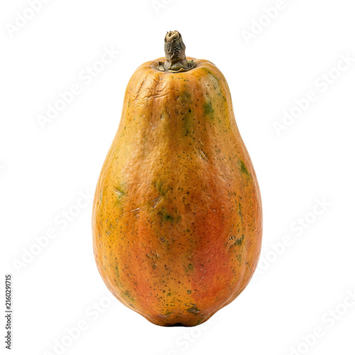 Fresh ripe papaya fruit on black background