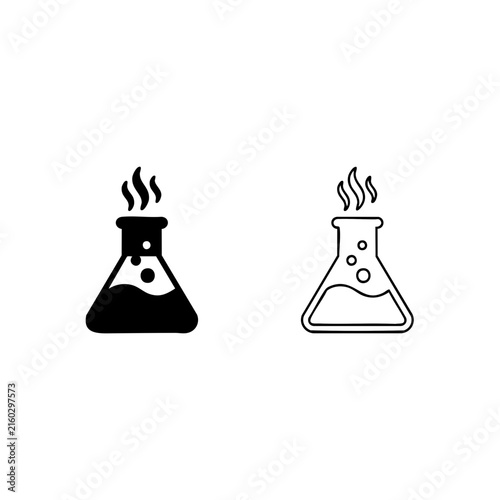 фотографія erlenmeyer flasks with steam, a detailed line art with silhouette vector illustr