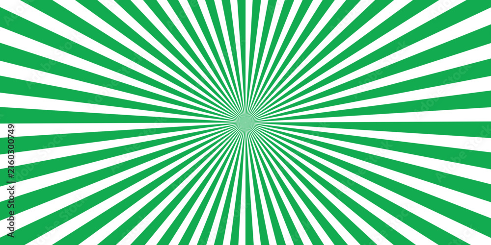 Fototapeta premium Green and white radiating lines pattern with a central burst effect