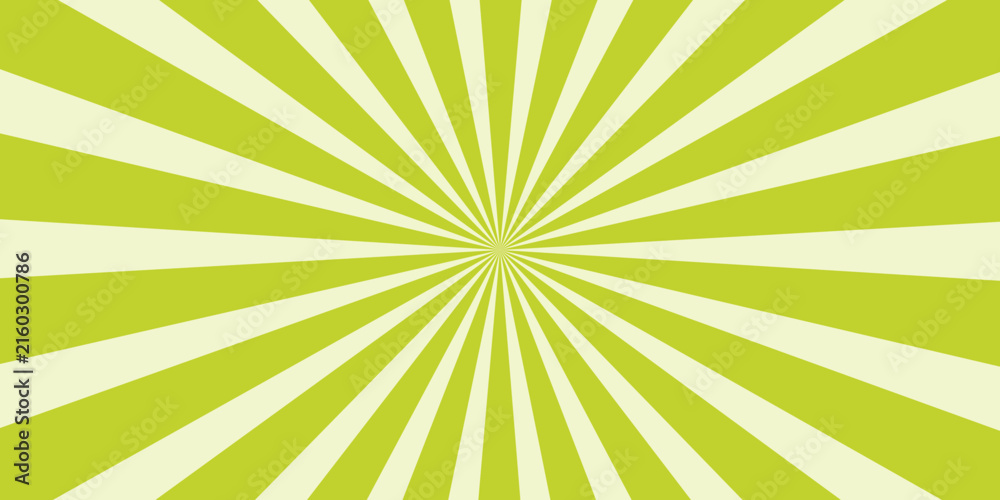 Obraz premium Green and yellow sunburst pattern radiating from the center with clean lines