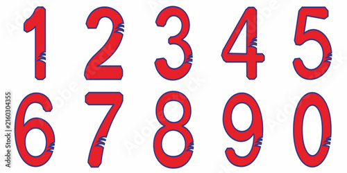 Creative number set design featuring innovative line art and colors, isolated on a white background (vector).