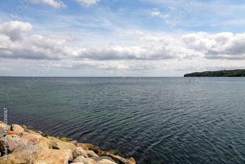 This is the Bay of Aarhus and its two shores in Aarhus, Denmark