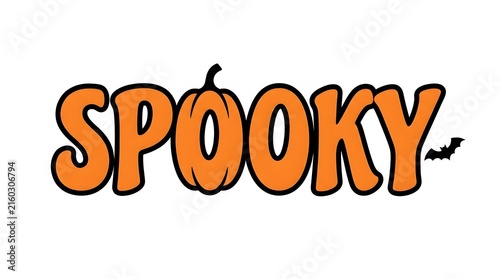 A festive halloween themed text design featuring the word spooky with an orange pumpkin replacing the letter o